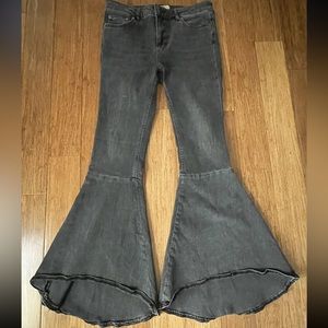 Free People High Rise Flare Black Jeans